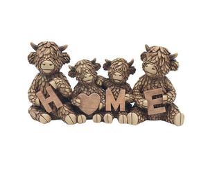 Figurine Ornament Hughie Highland Cows Family Home Animal Paper Weight Decor