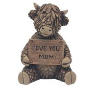 Figurine Resin Ornament Highland Cow Love You Mum Animal Rustic Shelf Decor