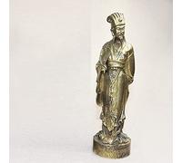 Figurine Statues Ornament Sculpture Home decoration Brass Zhuge Liang Figures Copper Historical Classical Character Figurines Desktop Decorations Ornaments Crafts,Gold Color (Color : Gold Color)