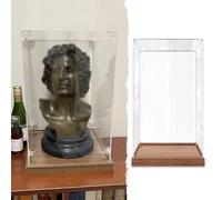 Figurines Figures Display Case with Wood Base, Tall Acrylic Display Box Dustproof, Transparent Showcase Containers with Lid, Customizable Collectibles Cube(50x40x20cm(20"x16"x8"))