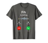 Fih Calling Remind me Message Decline Accept Phone Call Fish T-Shirt, Men, Asphalt Grey, 5X-Large