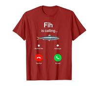 Fih Calling Remind me Message Decline Accept Phone Call Fish T-Shirt, Men, Cranberry Red, XX-Large