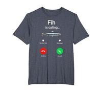 Fih Calling Remind me Message Decline Accept Phone Call Fish T-Shirt, Men's Big and Tall, Heather Blue, 3X Tall