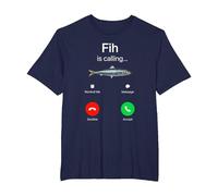 Fih Calling Remind me Message Decline Accept Phone Call Fish T-Shirt, Men's Big and Tall, Navy Blue, 4X Tall