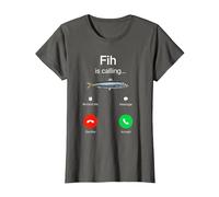 Fih Calling Remind me Message Decline Accept Phone Call Fish T-Shirt, Women, Asphalt Grey, Medium
