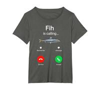 Fih Calling Remind me Message Decline Accept Phone Call Fish T-Shirt, Women's Plus, Asphalt Grey, 2X