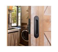 Fihatokus Pocket Door Handle Set,4.72 inch Recessed Flush Finger Pulls,304 Stainless Steel Sliding Door Hardware, Hidden Edge Pull with Push Automatic Bounce Switch,Black