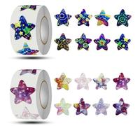 FIHODONE 1000 PCS Reward Stickers for Children, 2 Rolls 2.5cm Star Waterproof Self-Adhesive Teacher Stickers, Motivational Teaching Supplies for Kids Reward Party Decorations