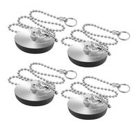 FIHODONE 4 PCS Sink Plug(42mm-46mm),Bath Plug with Stainless Hooks and Chains,Kitchen Plug for Sink Bath Plug Replacement Drain Stopper for Bathroom,Kitchen Sink, Wash Basin