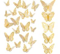 FIHODONE 60 PCS Butterfly Wall Sticker 3D,Butterfly Decorations Room Decor, Cake Decorations,Butterflies for Birthday Wedding Party Wall Decor Aesthetic Bedroom