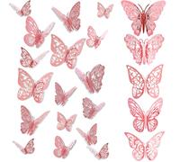 FIHODONE 60 PCS Butterfly Wall Sticker 3D,Butterfly Decorations Room Decor, Cake Decorations,Butterflies for Birthday Wedding Party Wall Decor Aesthetic Bedroom