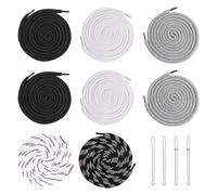 FIHODONE 8 PCS Drawstring Cord Replacement,140 cm Universal Cotton Drawstrings with 4 Threader,Waist String Hoodie Hood Cord,Thick Rope Laces for Jackets,Hoodies,Sweatpants,Shoes Coats