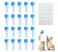 FIHODONE Pack of 20 20 ml Chair Sample Tubes with Label Stickers, Faeces Sample Tube with Spoon, Sample Tube for Pets for Testing, Chair Tube with Lid Good Sealing