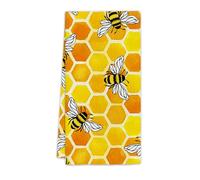 FIicy Bee Kitchen Towels, Yellow Bee Dish Towels, Yellow Summer Honey Bee Decorative Hand Towels for Bathroom Kitchen, Bee Kitchen Decor Accessories, Bumble Bee Bathroom Kitchen Decor(16x24 Inch)