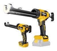 Fiihio Cordless Caulking Gun Compatible with Dewalt 20V Max Battery,10 OZ Electric Caulk Gun with LED Light, LCD Display, 6 Adjustable Speeds for Floor, Wall Tile Filling, Yellow (No Battery)