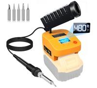 Fiihio Cordless Soldering Station Compatible with Dewalt 20VMax Battery, Portable Electric Soldering Iron Station LCD Display with USB & Type-C, Battery Powered Soldering Kit for DIY, Appliance Repair