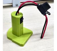 Fiihio Power Wheel Adapter Compatible with RYOBI 18V Battery, Dock Battery Adapter with Fuse,12 Gauge Wire Power Tool Converter for RC Cars, Robotics, DIY Projects, 1 Pack, Green (No Battery)
