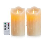 FiiMoo 2 Pack LED Candles, Flameless Candles, Battery Operated Candles, Christmas Candles, Candles with Remote Control, Flickering Candles for Parties, Home, Weddings and Festivals Decoration-15cm
