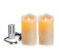 FiiMoo 2 Pack Rechargeable LED Candles, USB Charging Flameless Battery Operated Candles with Remote for Parties, Christmas and Festivals Decoration-10cm