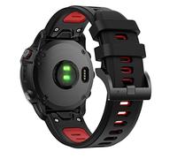 FiiMoo 22mm Silicone Strap for Garmin Descent G2/Descent G1/Fenix 8 47mm/Tactix 8 47mm, Replacement Band, Adjustable Replacement Strap, Silicone Sport Band for Garmin Quatix 7 Pro-Black+Red