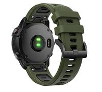 FiiMoo 22mm Silicone Strap for Garmin Descent G2/Descent G1/Fenix 8 47mm/Tactix 8 47mm, Silicone Replacement Band, Adjustable Replacement Band, Sport Strap for Garmin Quatix 7 Pro-Green+Black