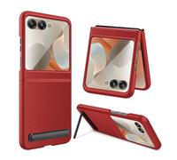FiiMoo Case for Motorola Razr 60, Foldable Phone Case with Back Screen Protector, Premium Cover, Ultra Slim Anti-Scratch, Protection Cases, Protective Cover with Kickstand-Red