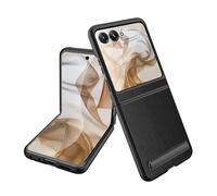 FiiMoo for Motorola Razr 50 Case, Foldable Phone Case with Back Screen Protector, Premium Cover, Ultra Slim Anti-Scratch Protection, Protective Cover with Magnetic Kickstand - Black