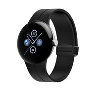 FiiMoo Silicone Strap for Google Pixel Watch 4 45mm/Pixel Watch 3 45mm, Soft Silicone Sport Band, Soft Breathable, Magnetic Closure Watch Straps, Adjustable Replacement Strap-Black