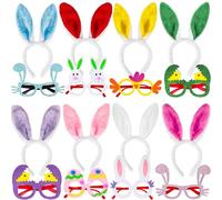 fiintrwa 16PCS Easter Party Glasses Frame Easter Bunny Ears Chick Eggs Glasses Easter Party Decoration Supplies Easter Photo Booth Basket Stuffers for Kids and Adults