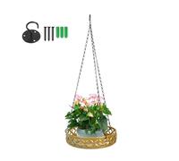 Fiita 1 Pack Metal Plant Hanger, Modern Plant Hanging Basket Decorative Black Plant Pot Holder Flower Planter Hanging Chain for Balcony Porch Indoor Outdoor Home Decor