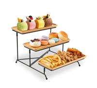 Fiita 3 Tier Serving Tray for Party, Acacia Wooden Dessert Table Display Set, Decorative Tiered Tray Decor Small Chees Charcuterie Boards Rustic Wood Serving Platters