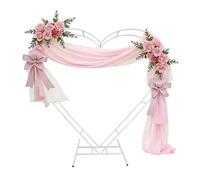 Fiita 6.6 Ft Double Tube Heart Shape Metal Wedding Arch Backdrop Frame White Circle Arch Stand Creative Heart Shape with Large Base Backdrop Stand for Wedding, Birthday Party, Banquet (White)