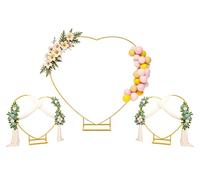 Fiita 6.6 FT with Two 3.3 FT Heart-Shaped Arch Stand with Two Small Garden Arch with Base, Metal Arch Backdrop Stand for Wedding Graduation Season Parties, Anniversary Background Decoration (Gold)