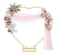 Fiita 6.6FT Large Size Metal Balloon Arch Kit, Wedding Heart Arch Stand, Love Balloon Column Arch Frame for Wedding, Bridal, Valentine's Day, Engagement and Birthday Party Supplies (Gold)