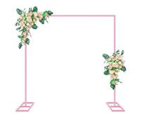 Fiita 8.2FTx8.2FT Pink Adjustable Wedding Arch Backdrop Stand Square Tube Metal Rectangular Party Arch for Ceremony Birthday Bridal Baby Shower Anniversary Arbor Balloon Photography Exhibition Decor