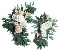 Fiita Artificial Flower Set of 2 for Wedding Welcome Signs Floral Decorations, Burnt Orange Wedding Arch Flowers for Ceremony Sweetheart Table Chair Home Decoration