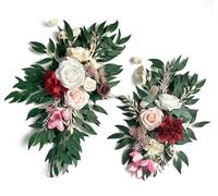 Fiita Artificial Flower Set of 2 for Wedding Welcome Signs Floral Decorations, Burnt Orange Wedding Arch Flowers for Ceremony Sweetheart Table Chair Home Decoration
