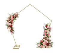 Fiita Decorative Wedding Arch Background Bracket 8.2FT Metal Pentagonal Geometric Arch Multi-Functional Decoration for Garden Wedding, Birthday Party, Indoor and Outdoor(Gold)