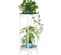 Fiita Metal Gold Tall Plant Stand Indoor or Outdoor- 20/31 Inch 2 Tier Pedestal Plant Table Corner Flower Pots Rack Shelves with Removable Display Shelves for Kitchen Living Room Balcony Bedroom