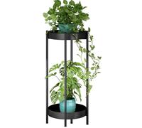 Fiita Metal Gold Tall Plant Stand Indoor or Outdoor- 20/31 Inch 2 Tier Pedestal Plant Table Corner Flower Pots Rack Shelves with Removable Display Shelves for Kitchen Living Room Balcony Bedroom