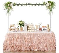 Fiita Table Rod Stand with Clamps Tall Adjustable Over The Table Rod Stand with Clamps 47"-125" Length Gold Metal Table Arch for Wedding Birthday Party Anniversary Christmas Decoration Supplies