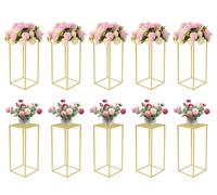 Fiita Wedding Centrepieces for Tables Gold Vase Metal 15.7/23.6/31.5/39.4Inch Tall Flower Stand for Table Decoration Column Display Stand for Wedding Centrepieces Table Party Home Decor-2Pcs/10Pcs