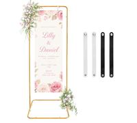 Fiita Wedding Welcome Sign Holder, 80×50×180CM Welcome to Our Wedding Sign Adjustable Display Stand with 4 Leather Sign Hanging Straps,Gold Easel Stand Personalized for Baby Bridal Shower Sign