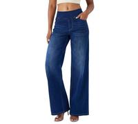 Fiita Women's Wide Leg Jeans High Waisted Stretchy Denim Pants Elastic Waist Pull On Jeans Straight Baggy Loose Casual Denim Pants for Women with Pockets