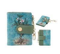 FiitCASE Cute Women Wallet, Small Slim Thin Rfid Credit Card Wallet, PU Leather Bifold Cash Zipper Coin Pocket ID Window for Female Ladies Teen Girls Girly, BlessedBlossomCross, Modern, Compact