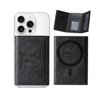FiitCASE for MagSafe Wallet Magnetic Trifold Card Holder-Strong Magnet Minimalist Phone Wallet Compatible with iPhone 16/15/14/13/12 Pro Max Plus and for MagSafe Cases,Premium PU Leather(Luxury Black)