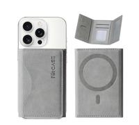 FiitCASE for MagSafe Wallet Magnetic Trifold Card Holder-Strong Magnet Minimalist Phone Wallet Compatible with iPhone 16/15/14/13/12 Pro Max Plus and for MagSafe Cases,Premium PU Leather(Luxury Gray)