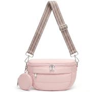 Fiiuos Crossbody Bag for Women, Lightweight Puffer Bum Bag with RFID Blocking Pocket & Removable Coin Pouch, Pink, 10.7 x 4.5 x 8 inches