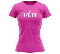 Fiji 1924 Womens T Shirt Retro Rugby Football Supporters World Tee Top, XL, Bright Pink