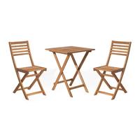 Beliani Bistro Set Folding Fiji Acacia Wood Light Brown